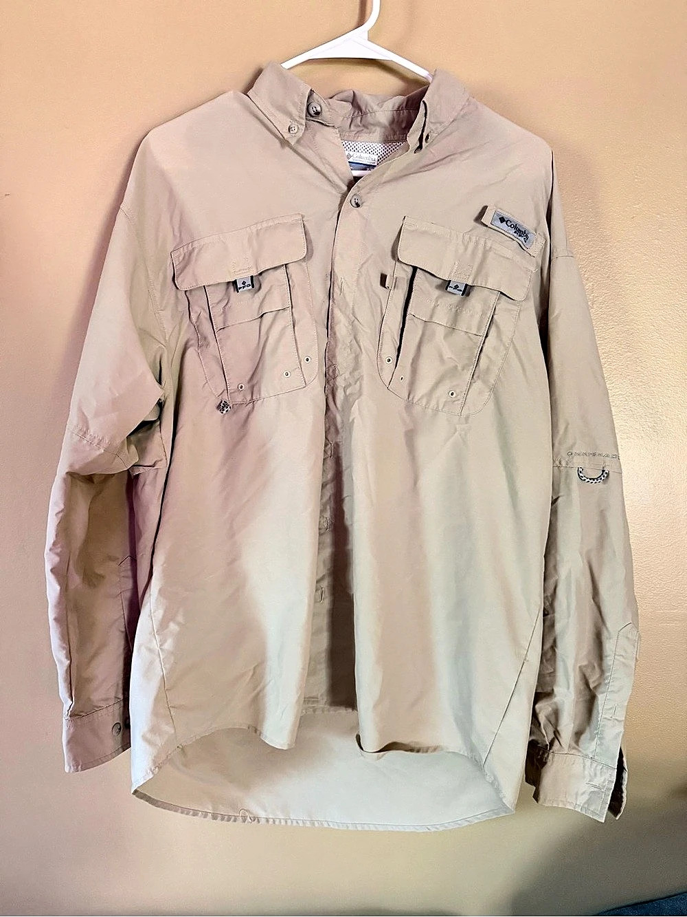 Columbia PFG Men’s Long Sleeve Fishing Shirt Medium Tan Vented